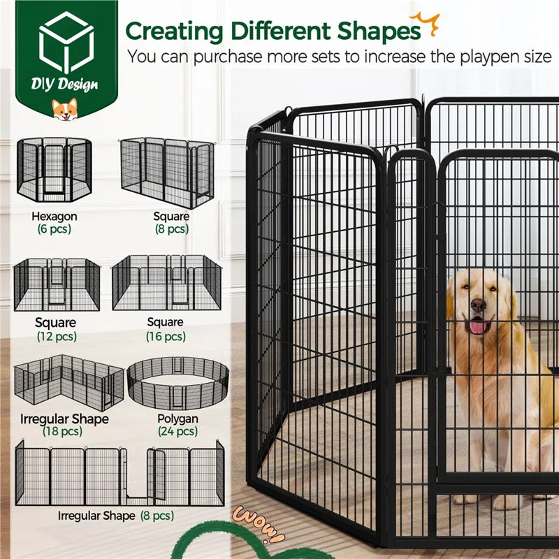 8 Panel Metal Exercise Pen with Door