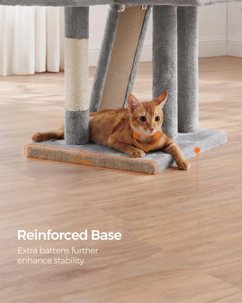 53.2" Crewkerne Multi-Level Cat Tree with Sisal Scratching Post, Ramp and Perch Bed