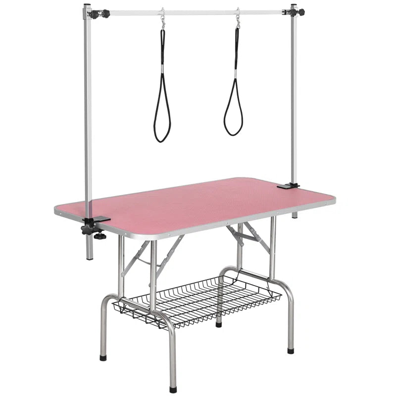 69.7'' H X 46.5'' W X 24'' D Adjustable and Foldable Dog Folding Grooming Table