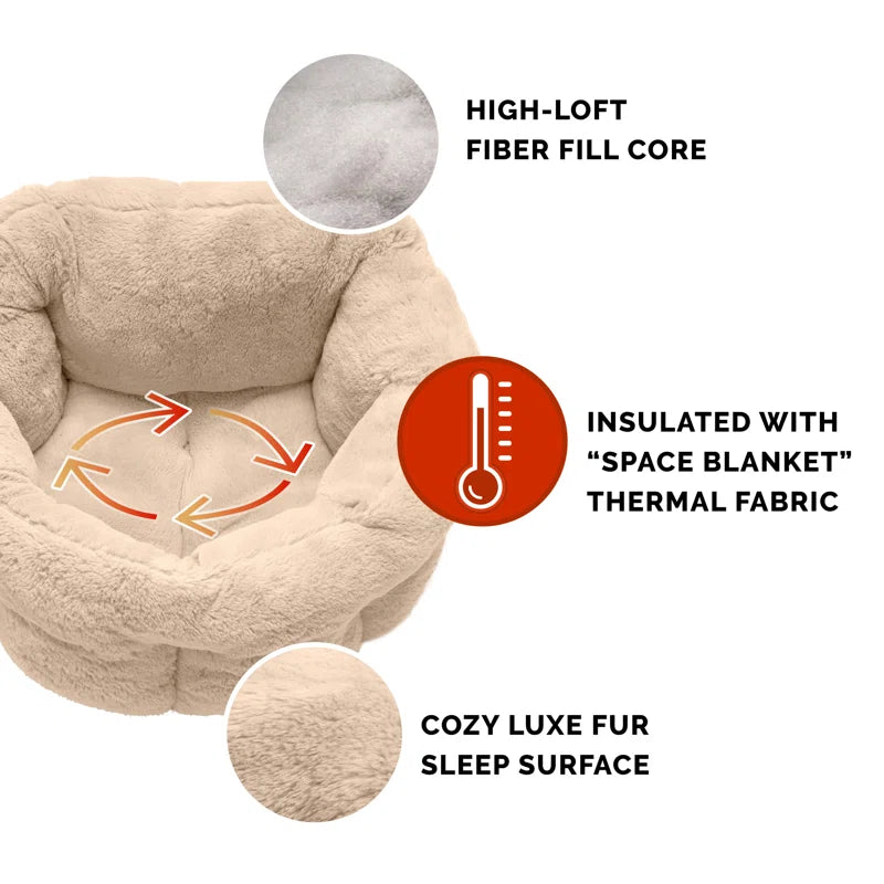 Luxury Faux Fur Warming Hi Lo Cuddler Pet Bed
