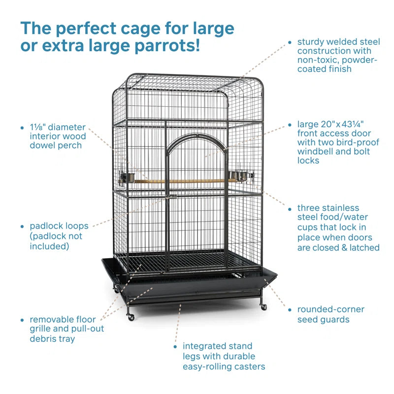 Briceno 78.25'' Steel Flat Top Floor Bird Cage with Wheels