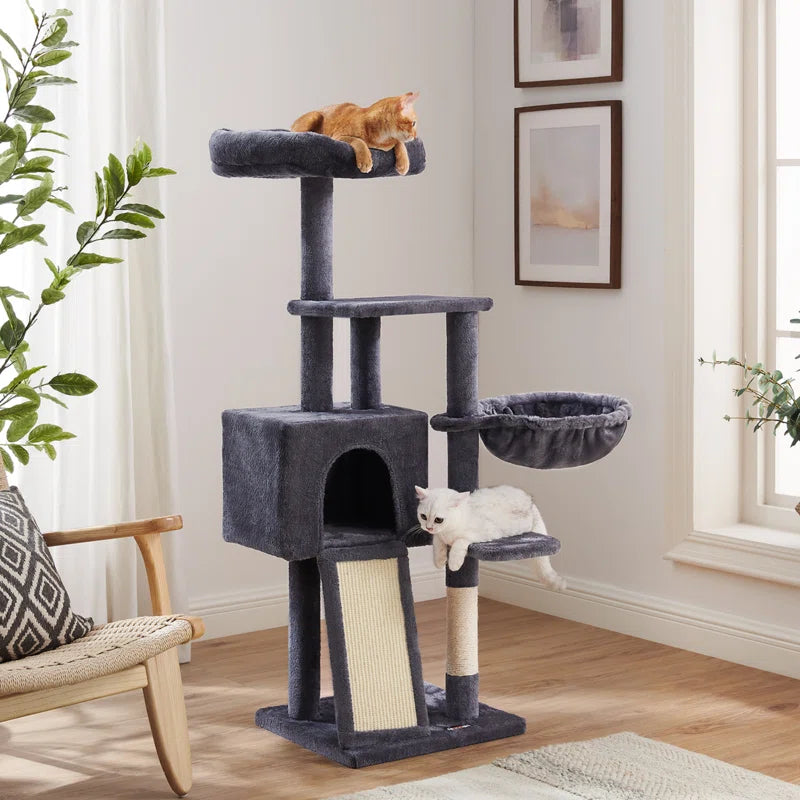 53.2" Crewkerne Multi-Level Cat Tree with Sisal Scratching Post, Ramp and Perch Bed