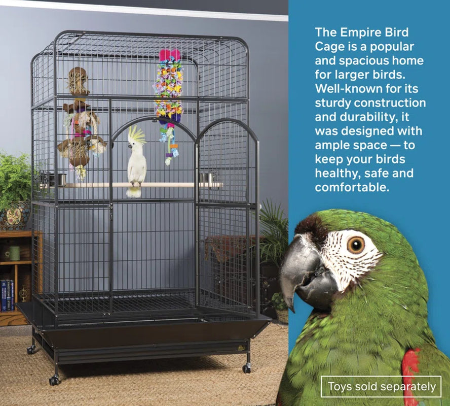 Briceno 78.25'' Steel Flat Top Floor Bird Cage with Wheels