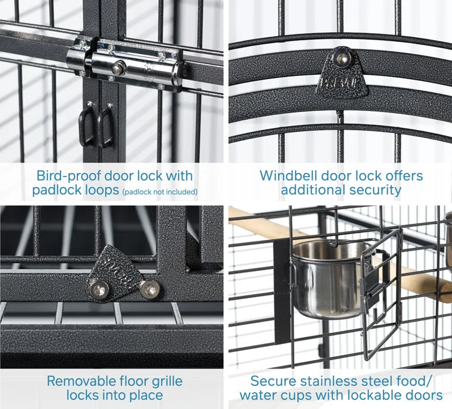 Briceno 78.25'' Steel Flat Top Floor Bird Cage with Wheels