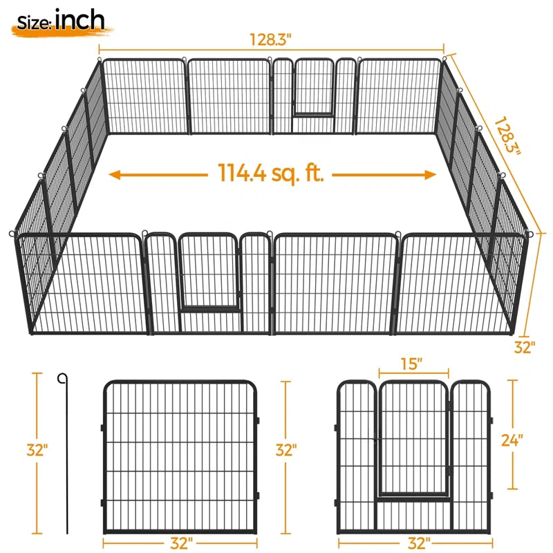 Multi-Sized Metal Dog Exercise Pen Panels with 2 Doors