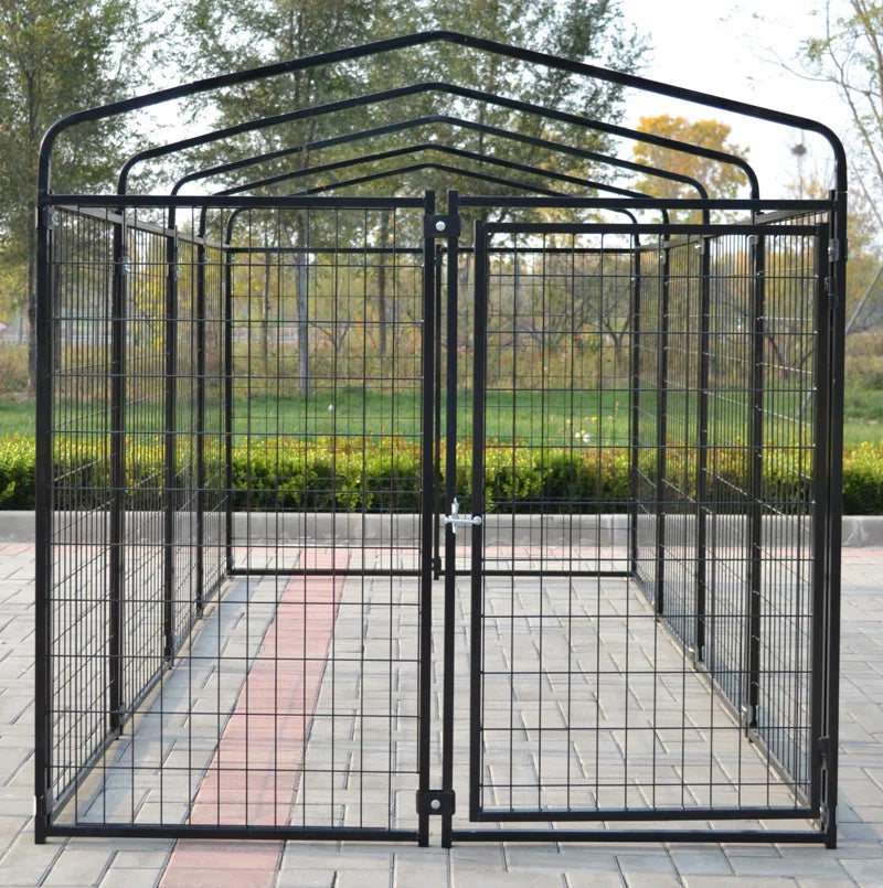 Engrid 66'' H 12 Panel Metal Yard Kennel with Door