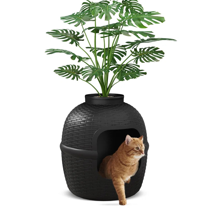Damase Hidden Cat Litter Box Enclosure with Decorative Planter