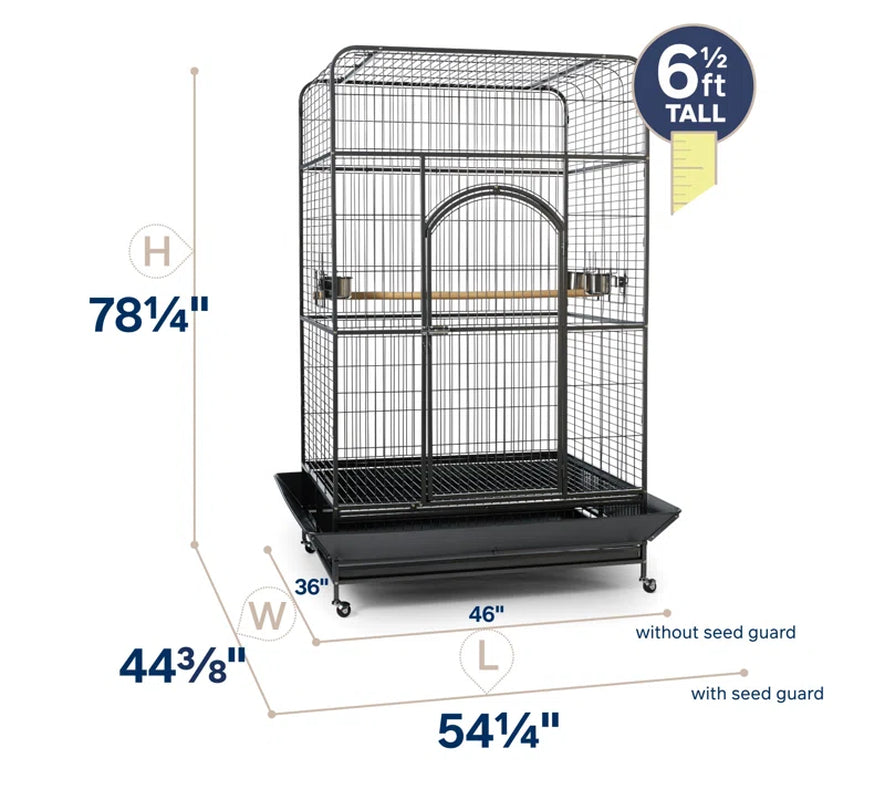 Briceno 78.25'' Steel Flat Top Floor Bird Cage with Wheels
