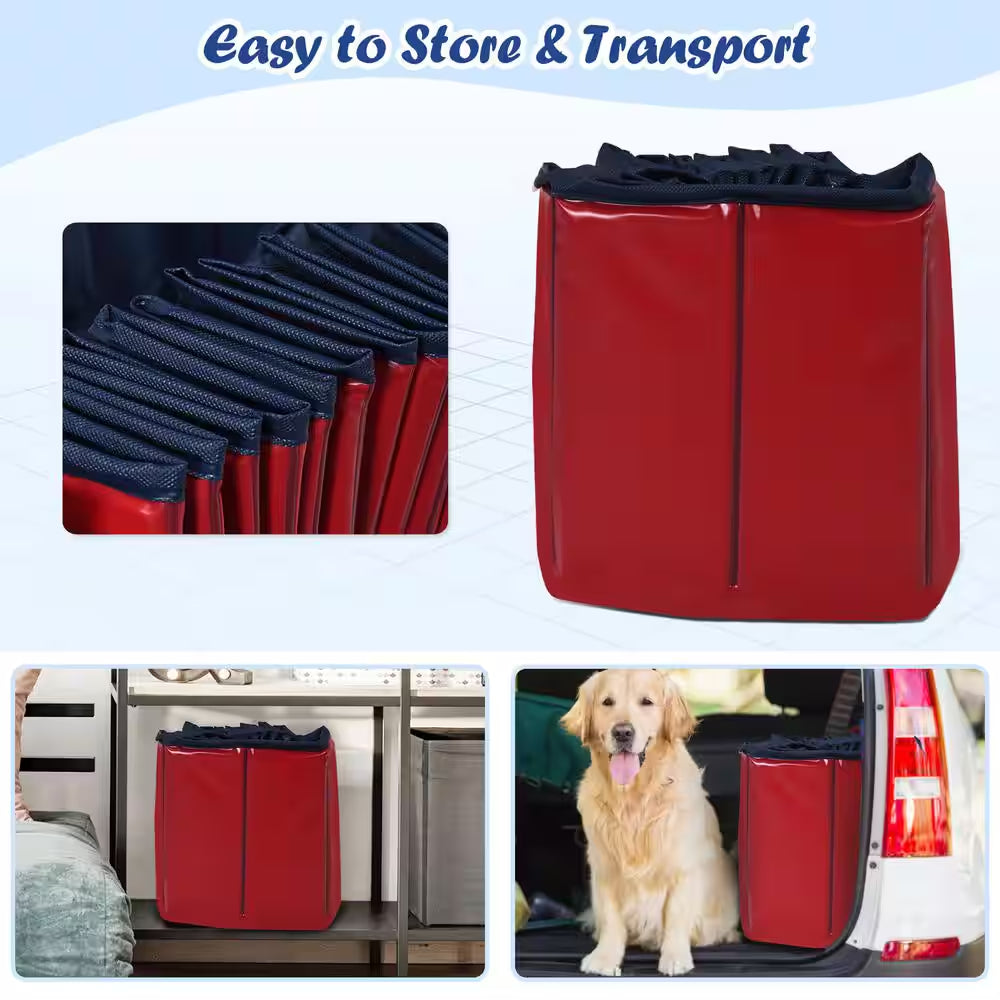 63 In. W X 12 In. D round Indoor/Outdoor Portable Leakproof Foldable Dog Pet Pool Kiddie Pool Bathing Tub