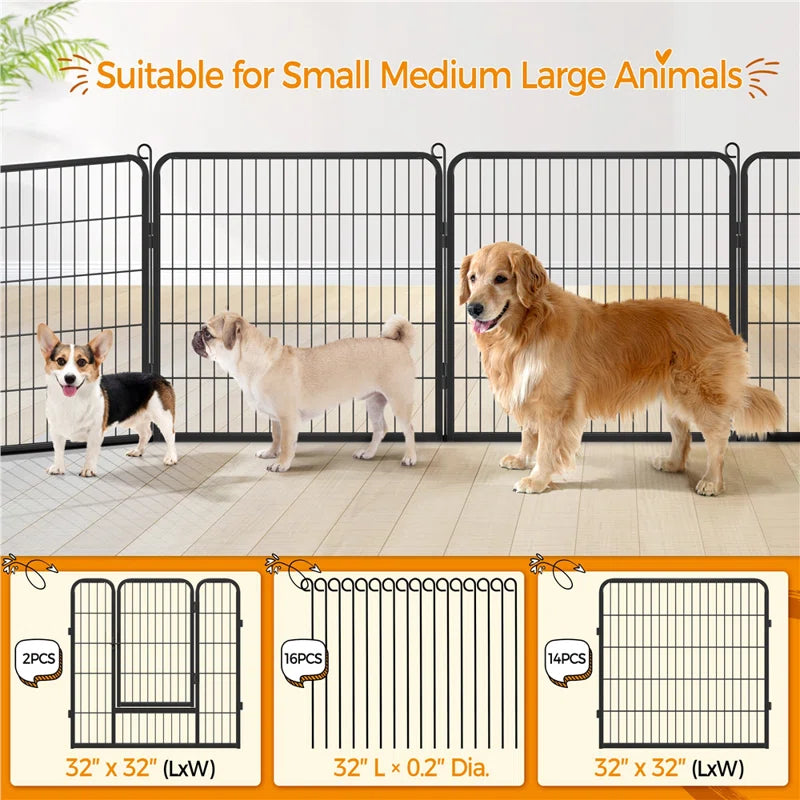 Multi-Sized Metal Dog Exercise Pen Panels with 2 Doors