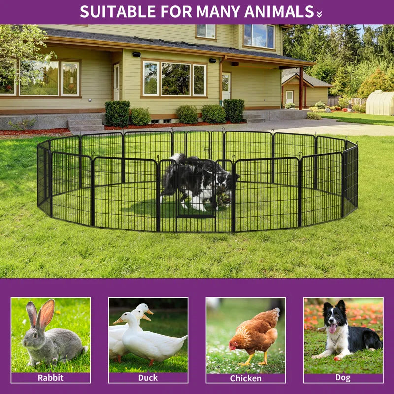 32'W X 24/32/40"H 16 Panel Outdoor Indoor Heavy Duty Dog Pens Pet Fence with 2 Doors