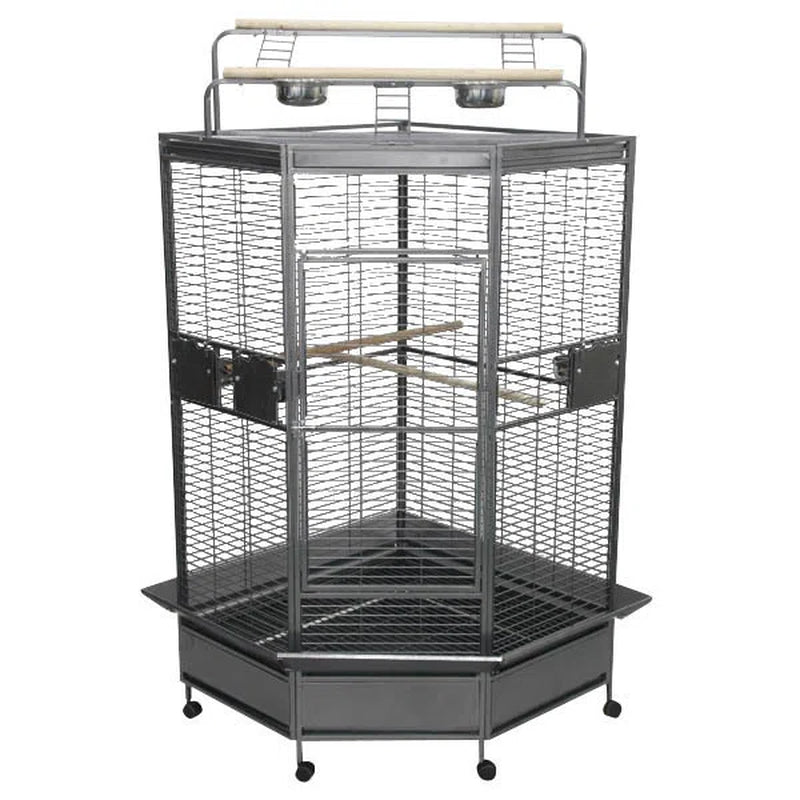 Meachum 72'' Iron Play Top Floor Bird Cage with Perch