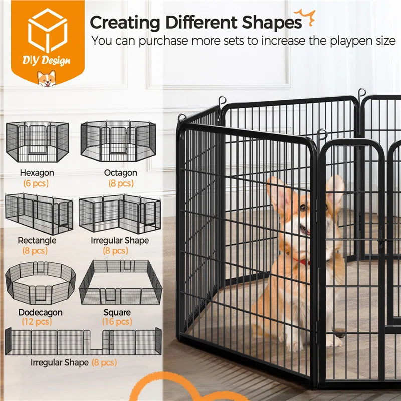 Multi-Sized Metal Dog Exercise Pen Panels with 2 Doors