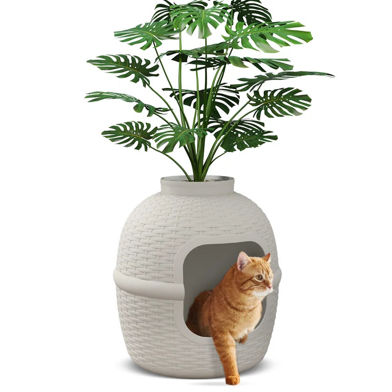 Damase Hidden Cat Litter Box Enclosure with Decorative Planter