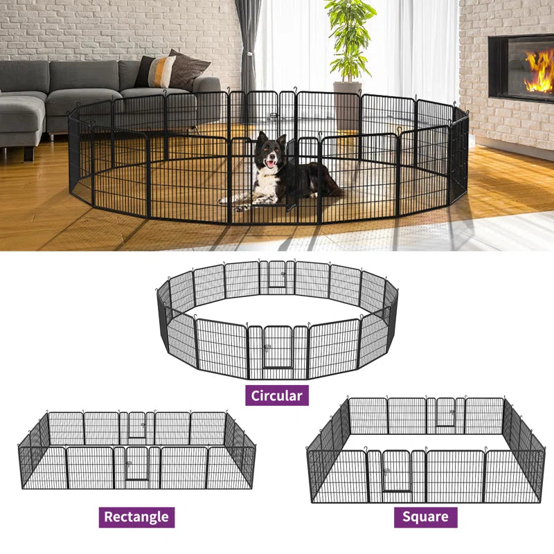 32'W X 24/32/40"H 16 Panel Outdoor Indoor Heavy Duty Dog Pens Pet Fence with 2 Doors