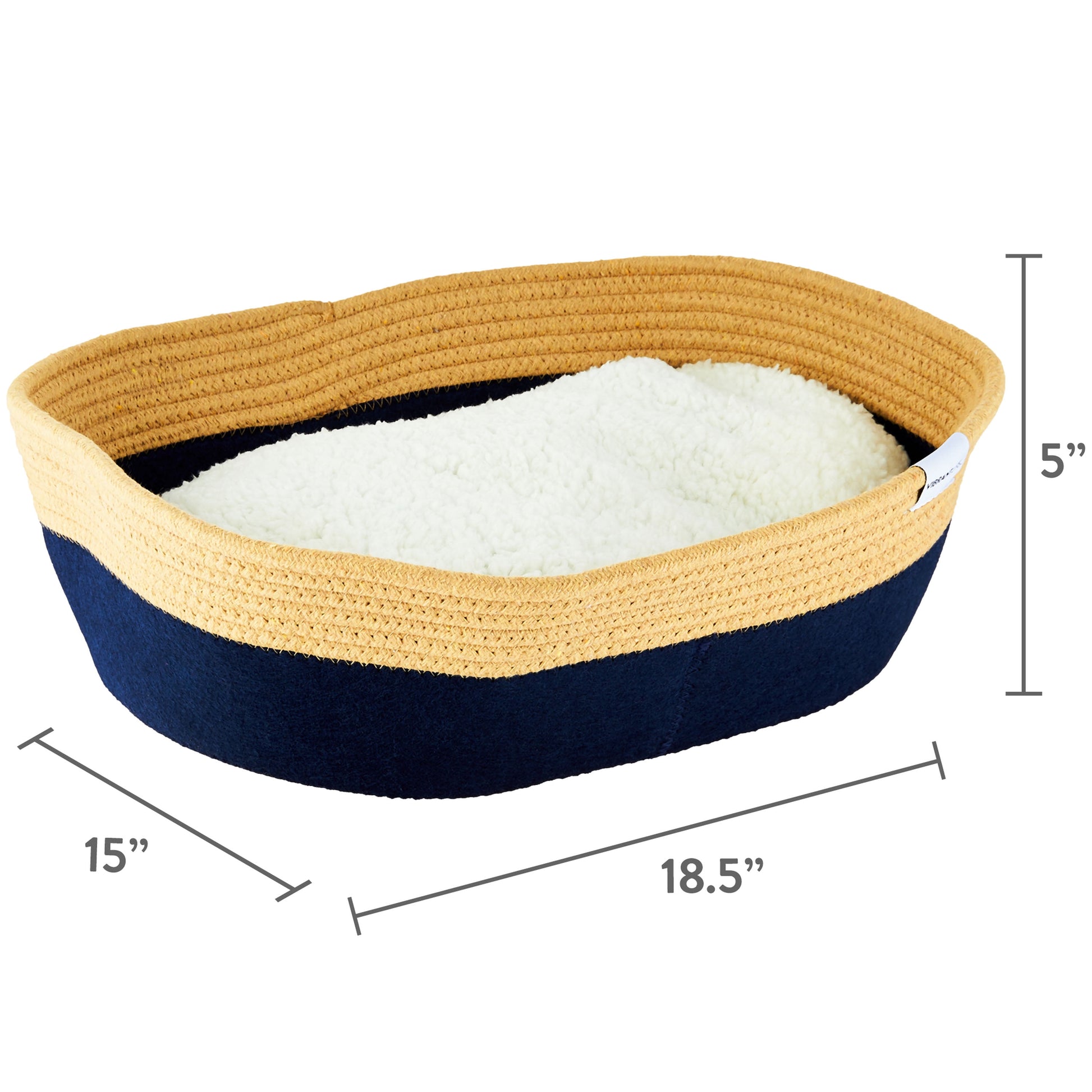 Oval Woven Felt Rope Cat Bed, with Catnip, Multicolored, 19"