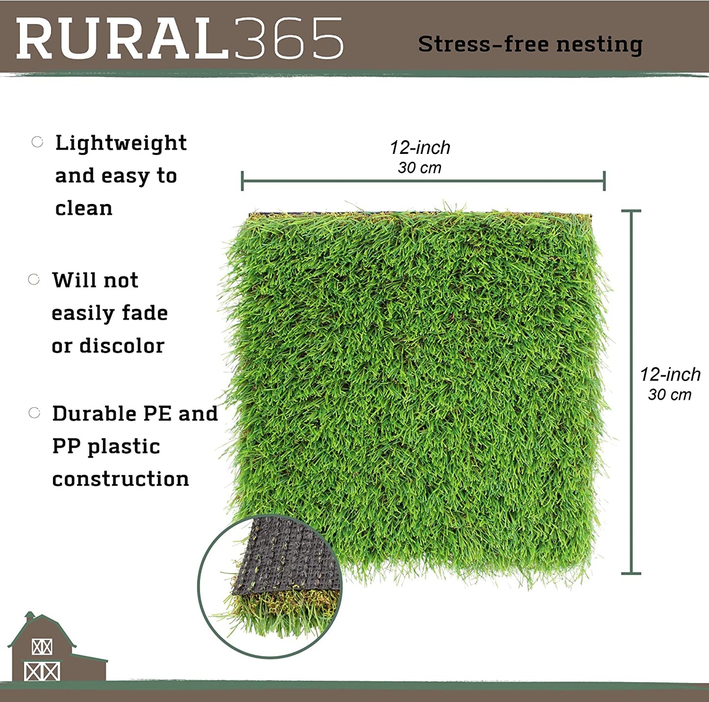 Nesting Box Pads Artificial Turf Square 4Pk - Synthetic Pads for Chicken Coop Laying Box Grass Pads 12In X 12In