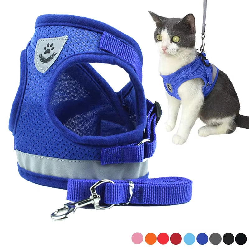 Reflective Dog Harness with Leash Adjustable Pet Harnesses Vest for Small Medium Dog Soft Outdoor Breathable Puppy Chest Strap