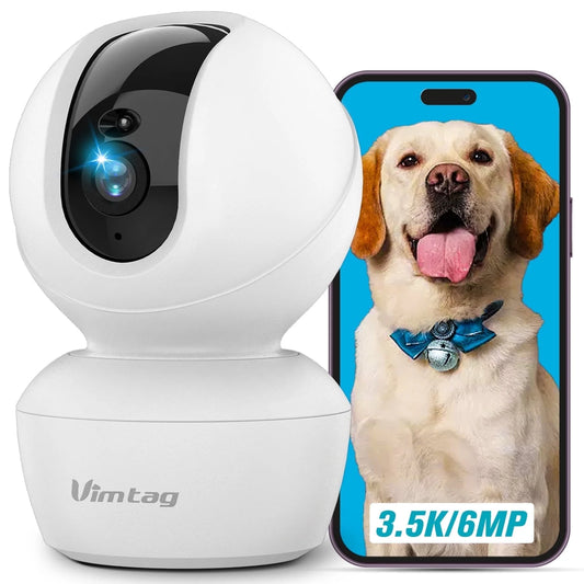 Dog Camera, 3.5K/6MP 360° Pan/Tilt 2.4G Wifi Indoor Camera for Pet/Baby/Home Security with Phone App, 2-Way Audio/Ai Human/Sound/Motion Detection, Night Vision, Support Alexa/Max 512G TF