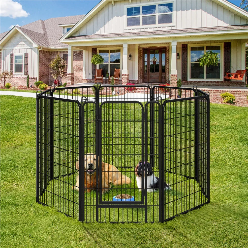 47.5″ Tall 8 Panels Metal Dog Playpen for Exercise Outdoor Indoor Fence, Black