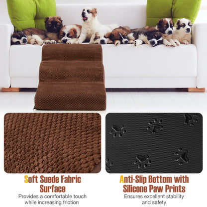 3-Tier Non-Slip Dog Steps with High-Density Sponge and Silicone Paw Prints