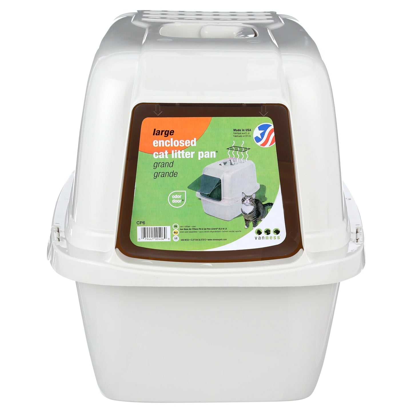 s Enclosed Cat Litter Box White, LG