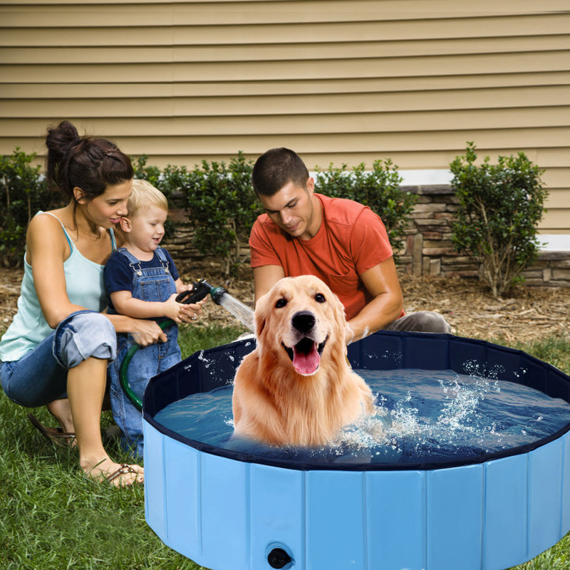 63 Inch Foldable Leakproof Dog Pet Pool Bathing Tub Kiddie Pool for Dogs Cats and Kids