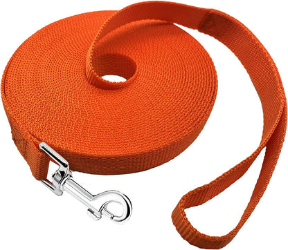 15Ft 20Ft 30Ft 40Ft 50Ft Long Dog/Puppy Lead Obedience Recall Training Dog Leashes for Small Medium Dogs Camping, Training, Play, or Backyard (20 FT, Orange)