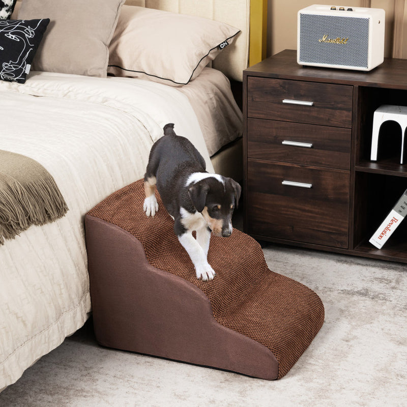 3-Tier Non-Slip Dog Steps with High-Density Sponge and Silicone Paw Prints