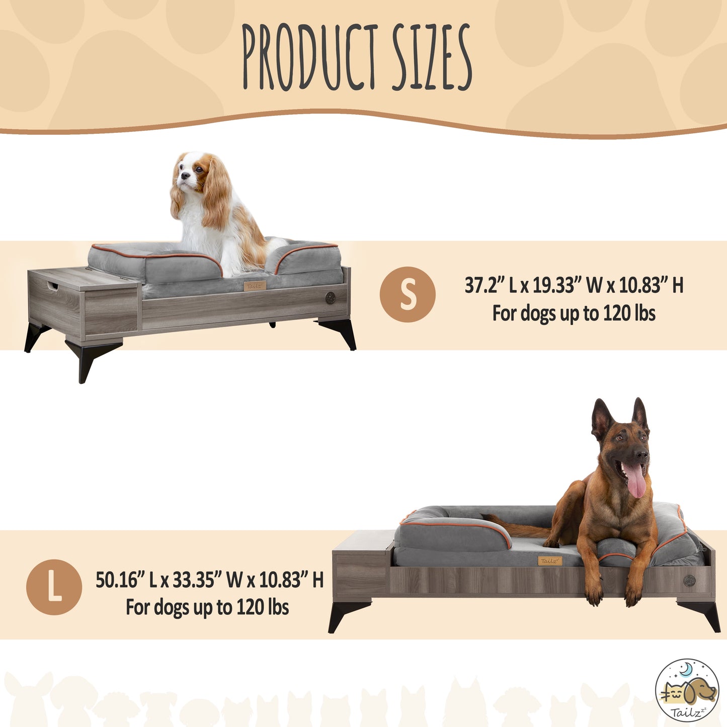 Wyatt Wooden Pet Bed with Mattress | Large to Extra Large Greenguard Gold Certified Dog Bed