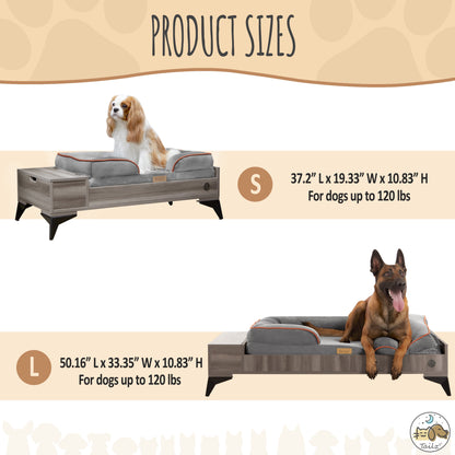 Wyatt Wooden Pet Bed with Mattress | Large to Extra Large Greenguard Gold Certified Dog Bed