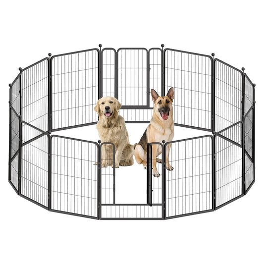 24/32/40 Inch Height Bold Metal Foldable Heavy-Duty Pet Playpen with Door, Available in 8/16/24/32 Panels, Indoor/Outdoor Portable Kennel, Dog/Animals Exercise Fence Cage for Yard, RV, Camping