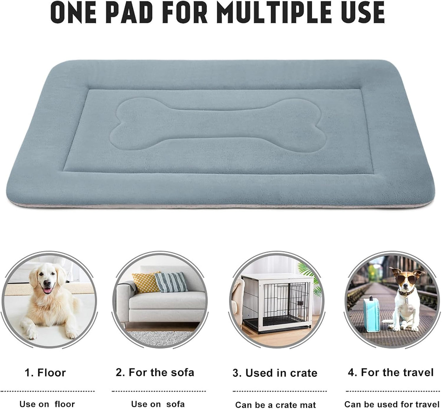 Large Dog Bed Crate Pad Mat 42In Washable Non-Slip Bottom Pet Bed Cat Beds Mattress Kennel Pad