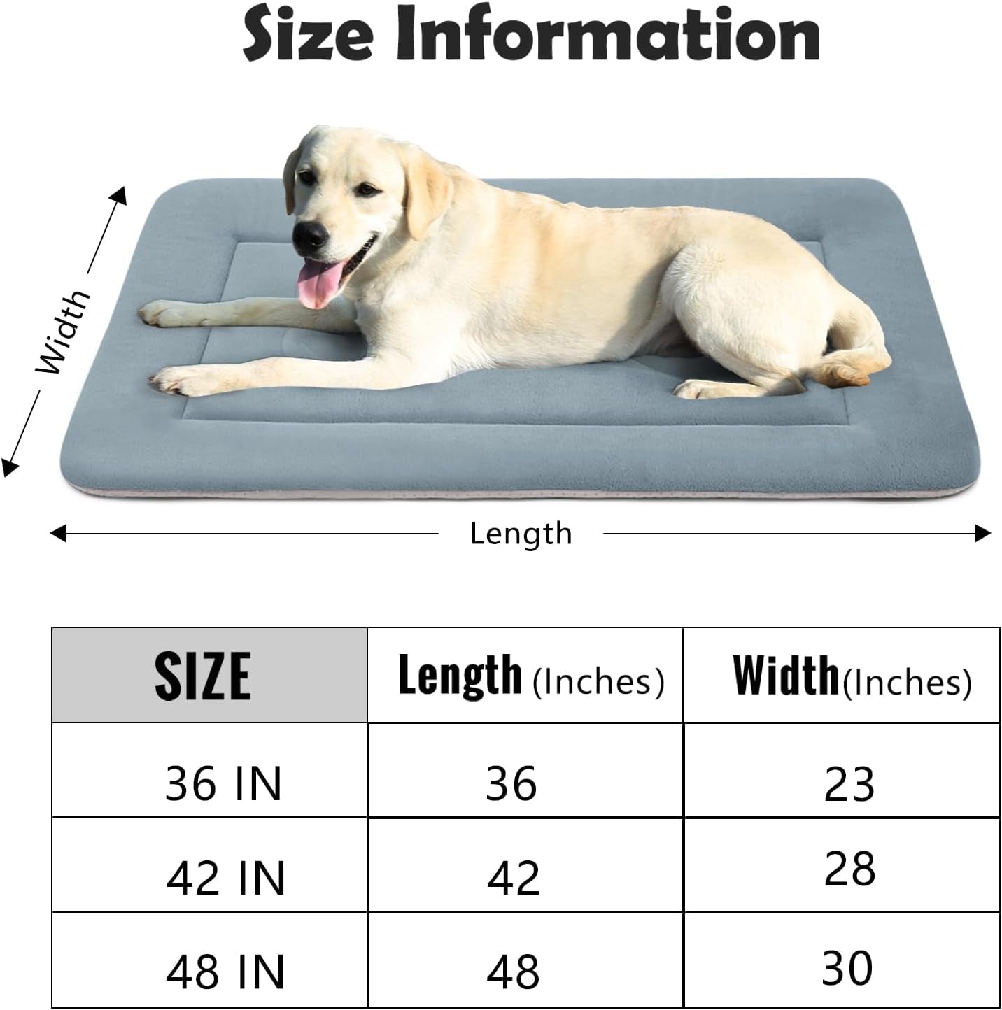 Large Dog Bed Crate Pad Mat 42In Washable Non-Slip Bottom Pet Bed Cat Beds Mattress Kennel Pad