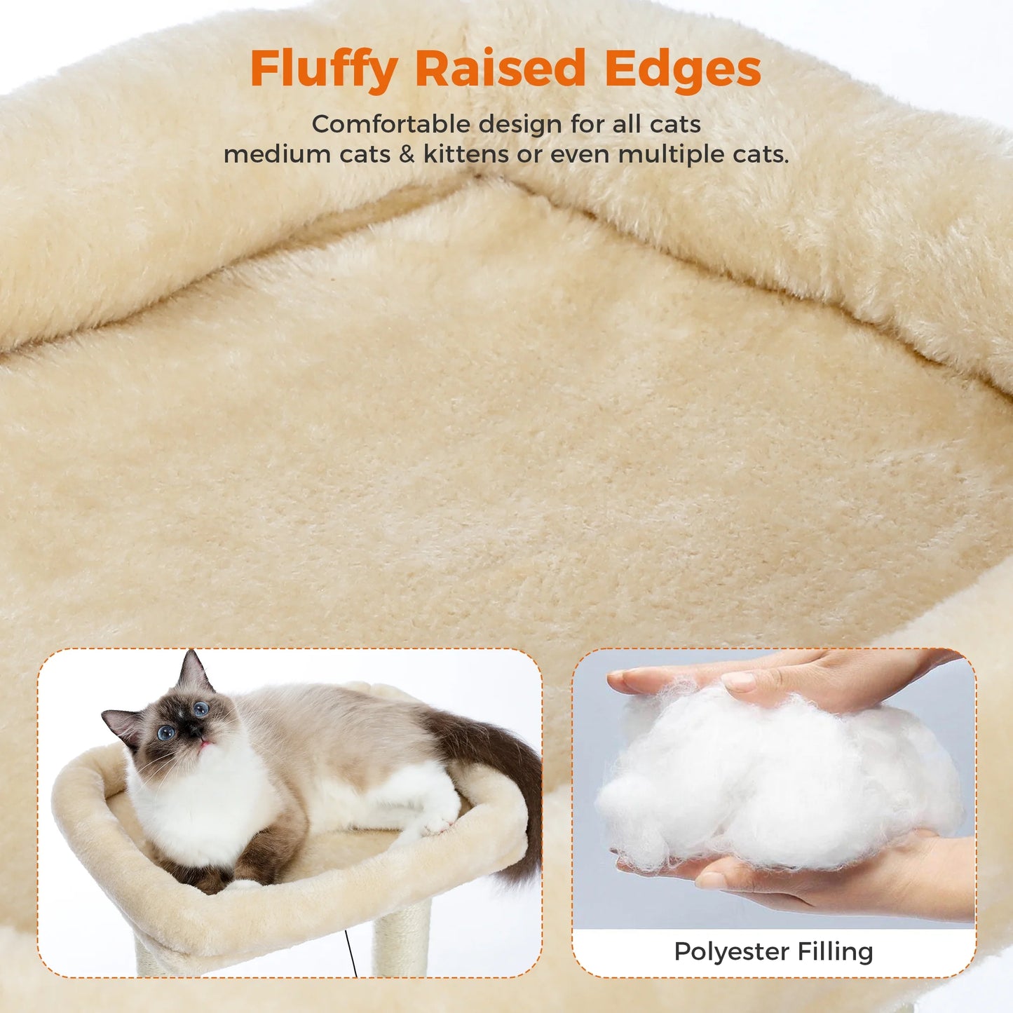 27" Cat Tree for Medium Cats Plush Condo and Scratching Posts, Beige