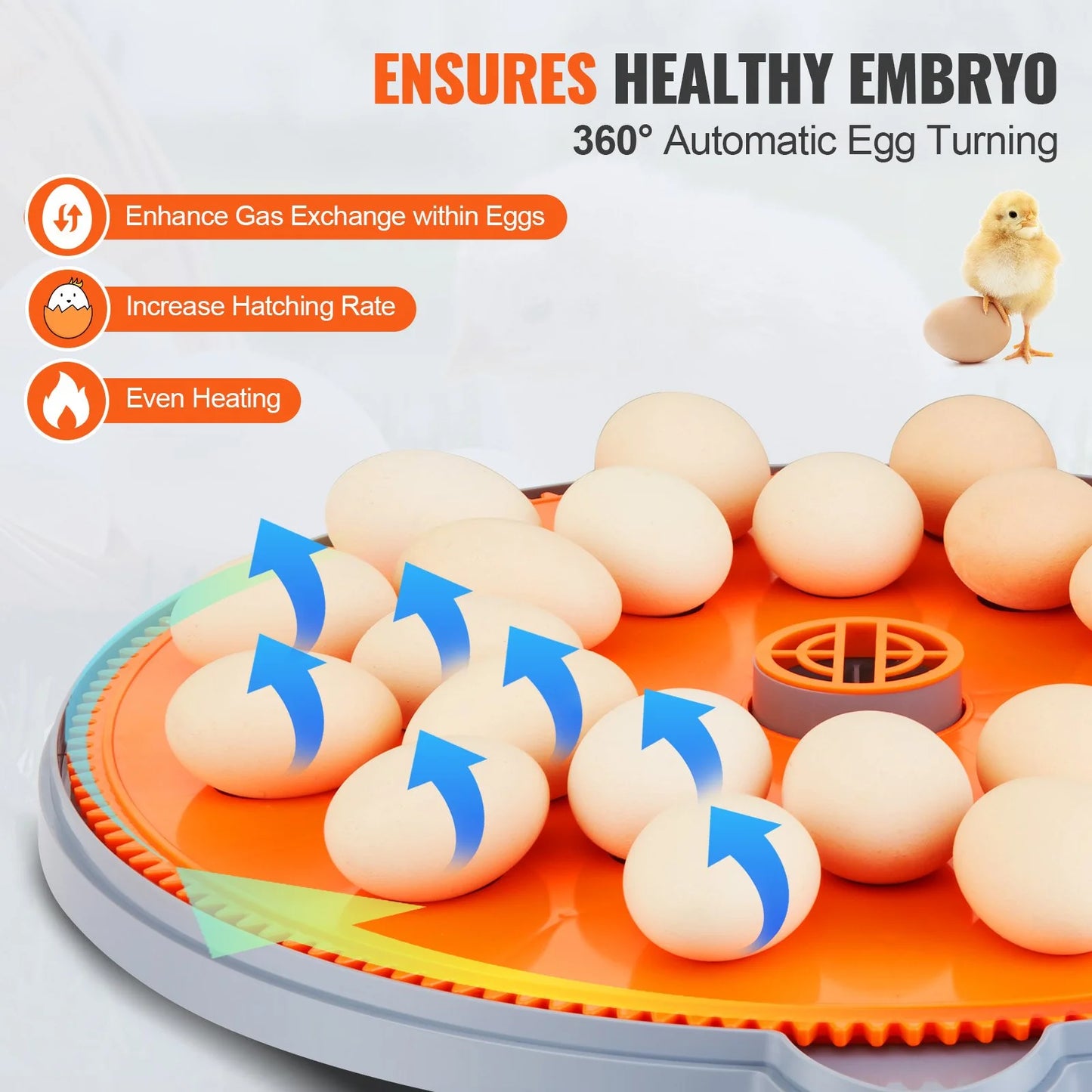 VEVOR Egg Incubator, Incubators for Hatching Eggs, Automatic Egg Turner with Temperature and Humidity Control, 24 Eggs Poultry Hatcher with ABS Transparent Shell for Chicken, Duck, Quail