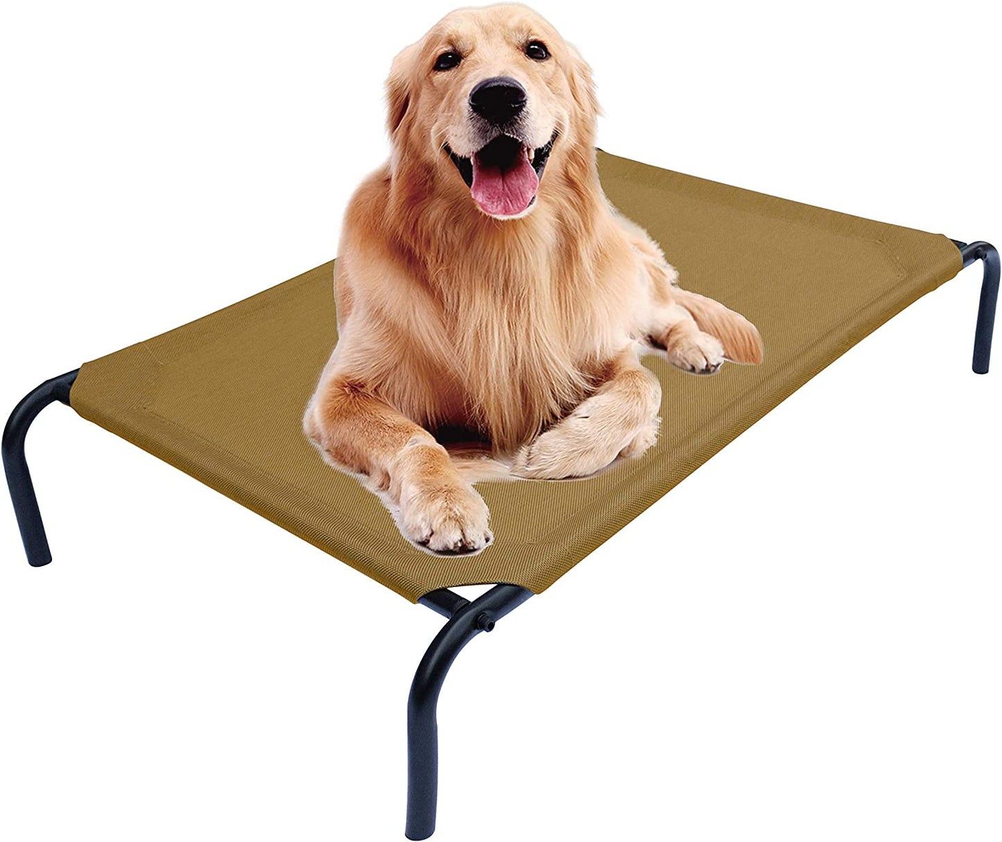 Elevated Dog Bed for Large Dogs, Raised Dog Bed with Breathable Mesh, Dog Cot Bed with Sturdy Steel Frame for Indoor & Outdoor Use, Non Slip, Easy to Clean, 50.5 Inches, Brown