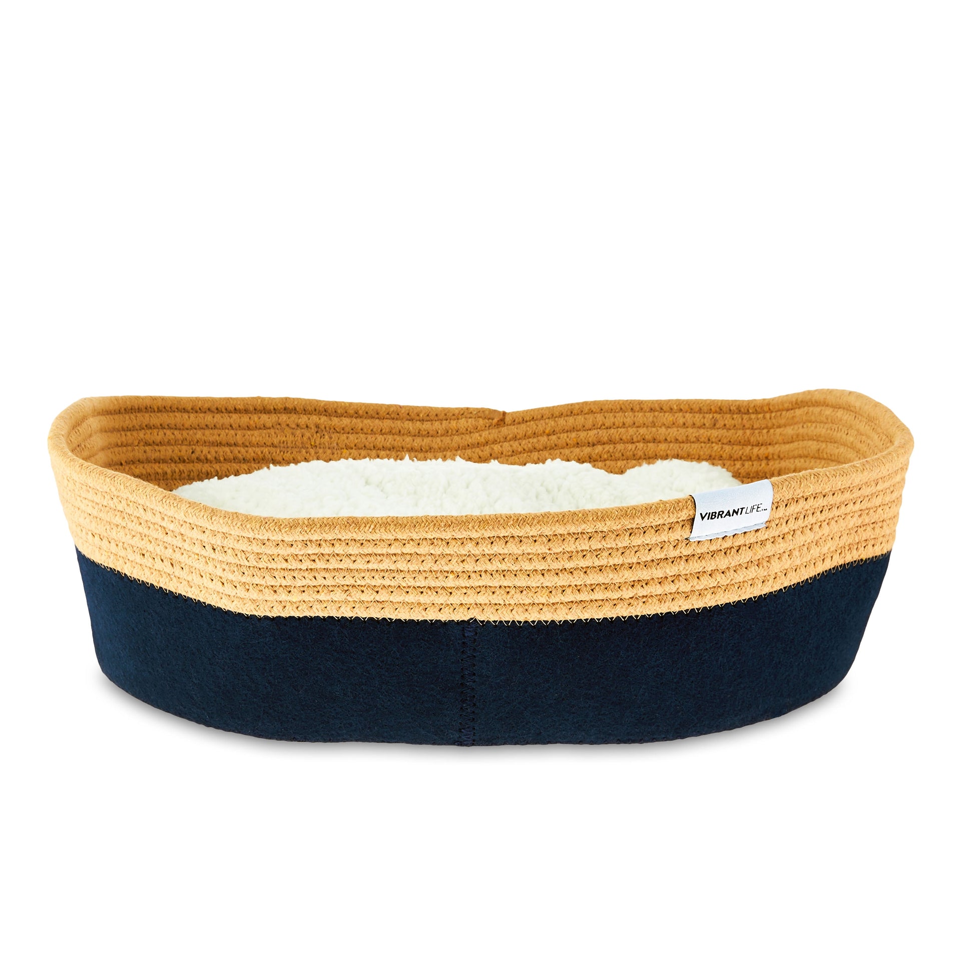 Oval Woven Felt Rope Cat Bed, with Catnip, Multicolored, 19"