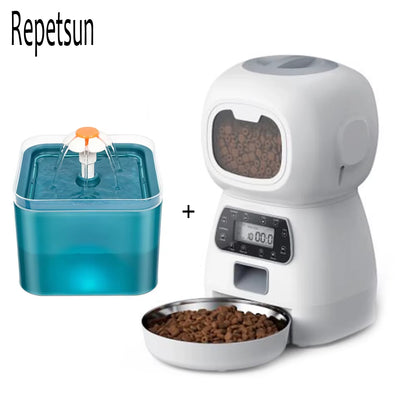 Smart Automatic Dog Cat Feeder 3.5 Liters Dry Food Dispenser plus 2L Water Feeder Suitable for Small and Medium Pet Smart Feeder