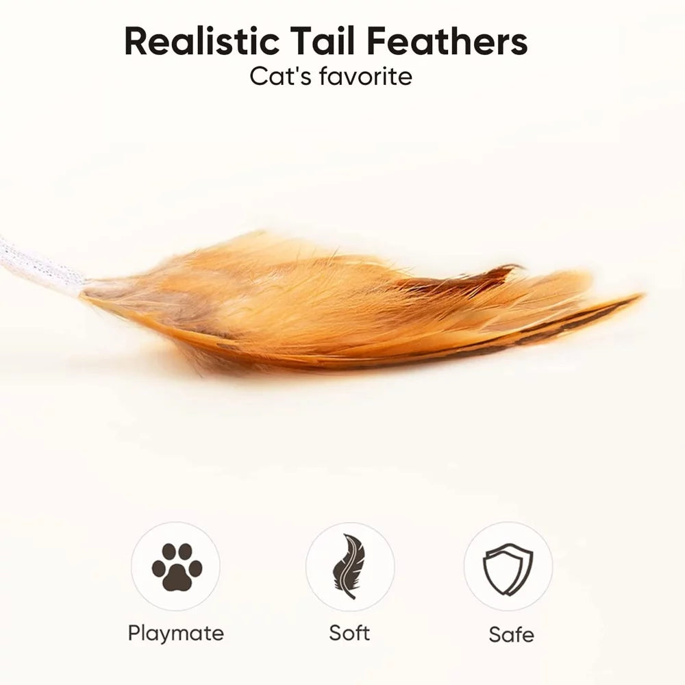 Cat Toys, Electronic Interactive Cat Toys for Indoor Cats, Automatic Cat Toys with Feather Tail, Smart Sensing Mouse Cat Toys with USB Rechargeable for Kitten Indoor Outdoor Activity