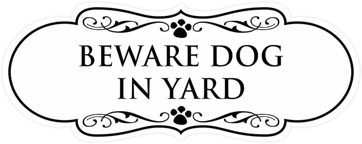 Designer Paws, Beware Dog in Yard Sign (White) - Medium