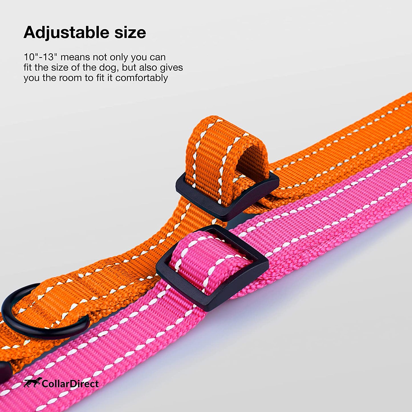 Reflective Dog Collar for a Small, Medium, Large Dog or Puppy with a Quick Release Buckle - Boy and Girl - Nylon Suitable for Swimming (10-13 Inch, Orange)