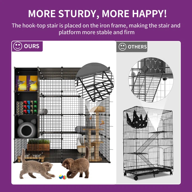 Boivin Portable Outdoor Cat Cage, Catio, Cat House, with Shelves