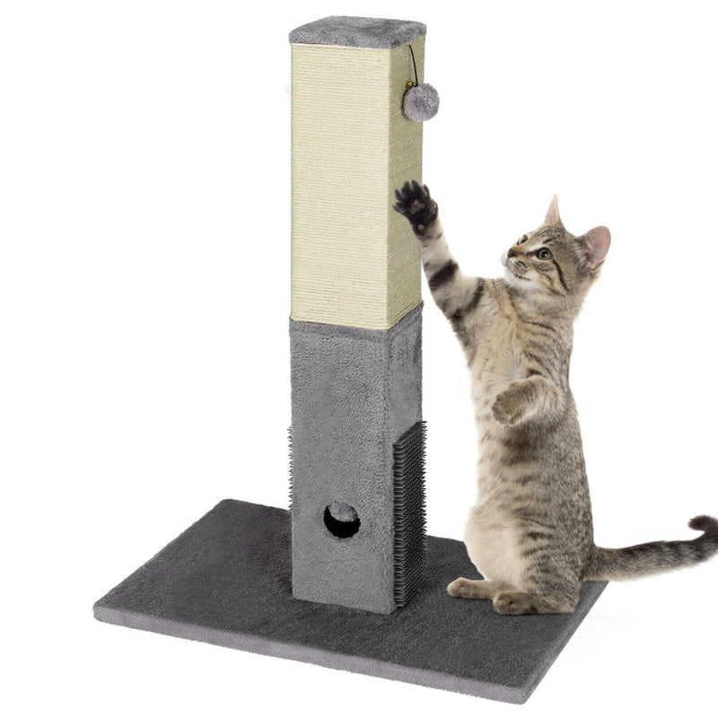 31 Inch Tall Cat Scratching Post Claw Scratcher with Sisal Rope and 2 Plush Ball