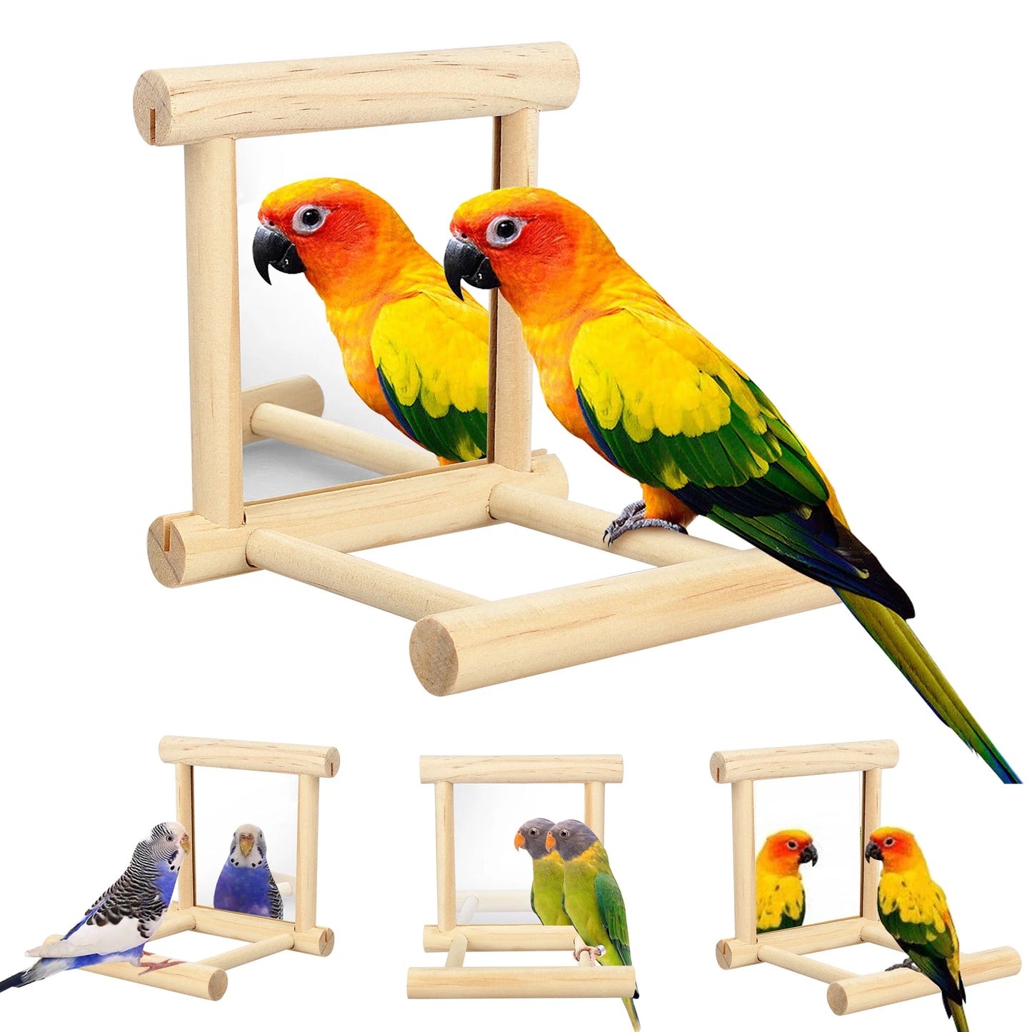 Bird Toy, Bird Mirror for Parakeet Cockatoo Cockatiel Conure Lovebird Canaries