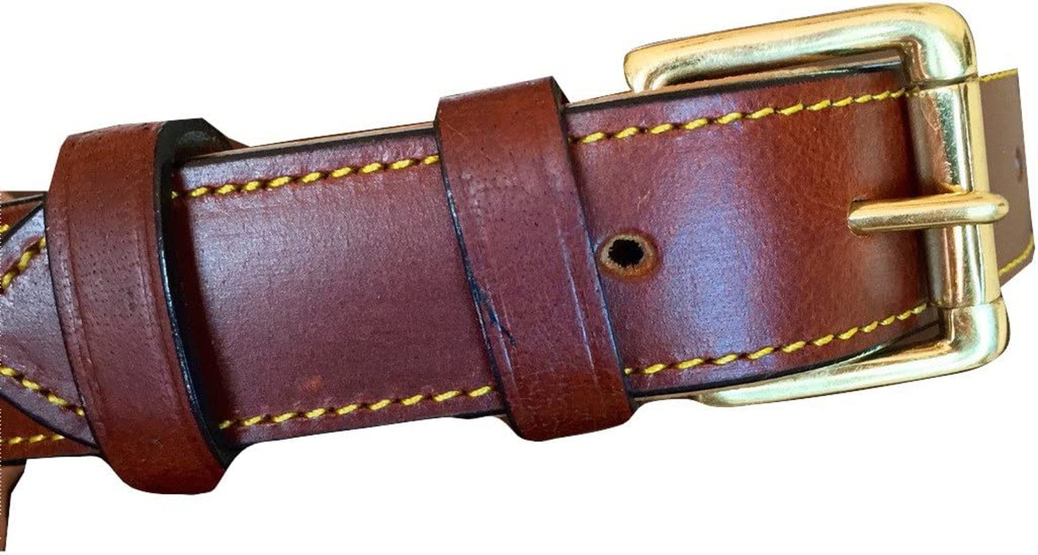 Padded Leather Dog Collar, Large Brown, Real Genuine Leather, 24" Long X 1.5 Wide, Fits Neck Size 18" to 21" Inches