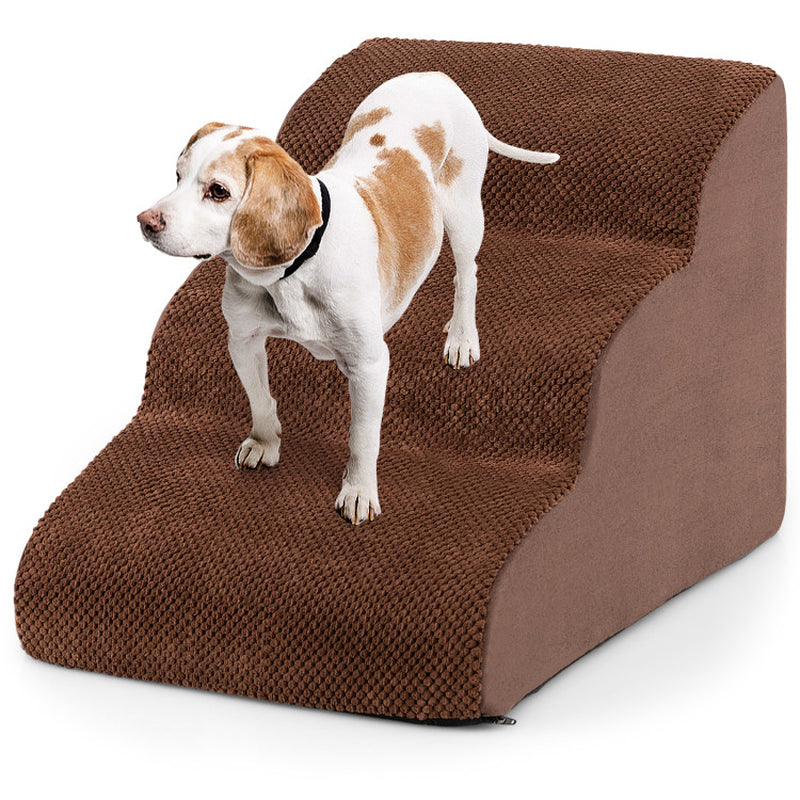 3-Tier Non-Slip Dog Steps with High-Density Sponge and Silicone Paw Prints