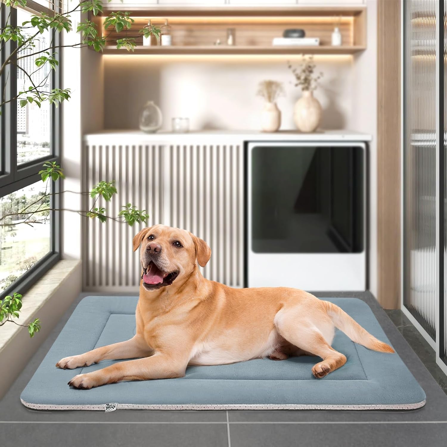 Large Dog Bed Crate Pad Mat 42In Washable Non-Slip Bottom Pet Bed Cat Beds Mattress Kennel Pad