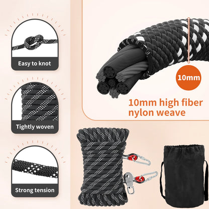 Dog Tie Out Cable for Camping, 50Ft Dog Chair for Yard Hold up to 250Lbs, Portable Pet Camping Essentials for Outside,Black,Nylon