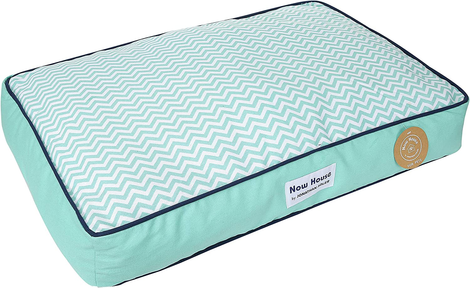 Now House for Pets by  Teal Chevron Cushion Dog Bed, Medium Medium Dog Bed Washable Dog Bed for Medium Dogs by Now House by